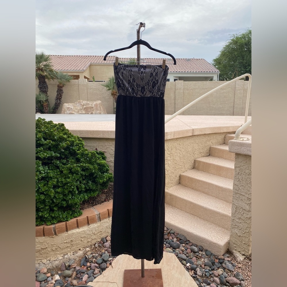 🍓 Strapless gray and black maxi dress XS 🍓